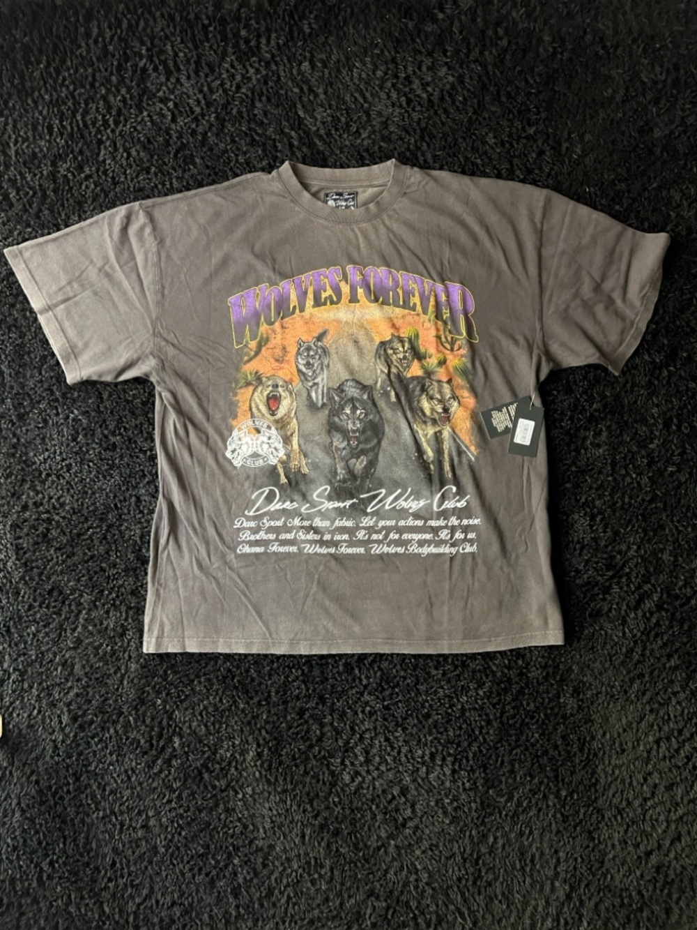 Darc Sport Wolves Forever Grey Graphic Tee - Brown with Purple Text
